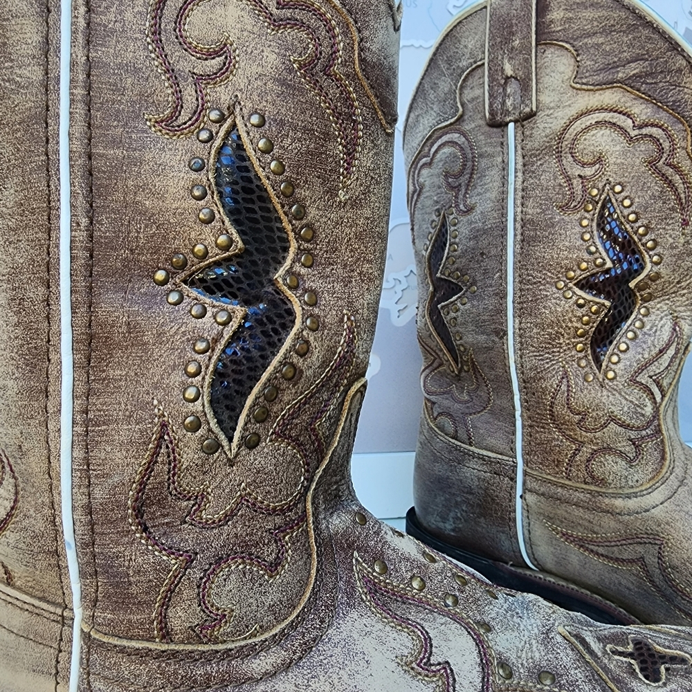 Laredo Spellbound Western Boots Goat Sanded Real Leather Size 9.5 - Picture 14 of 16